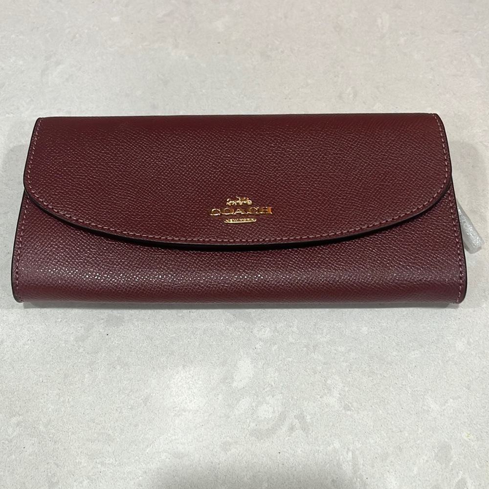 Coach Wine Color Slim Envelope NWT